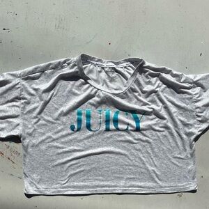 Women's Juicy Couture T-Shirt Gray Spell-Out XL Mid Riff Tank Y2K Pop Street Sun